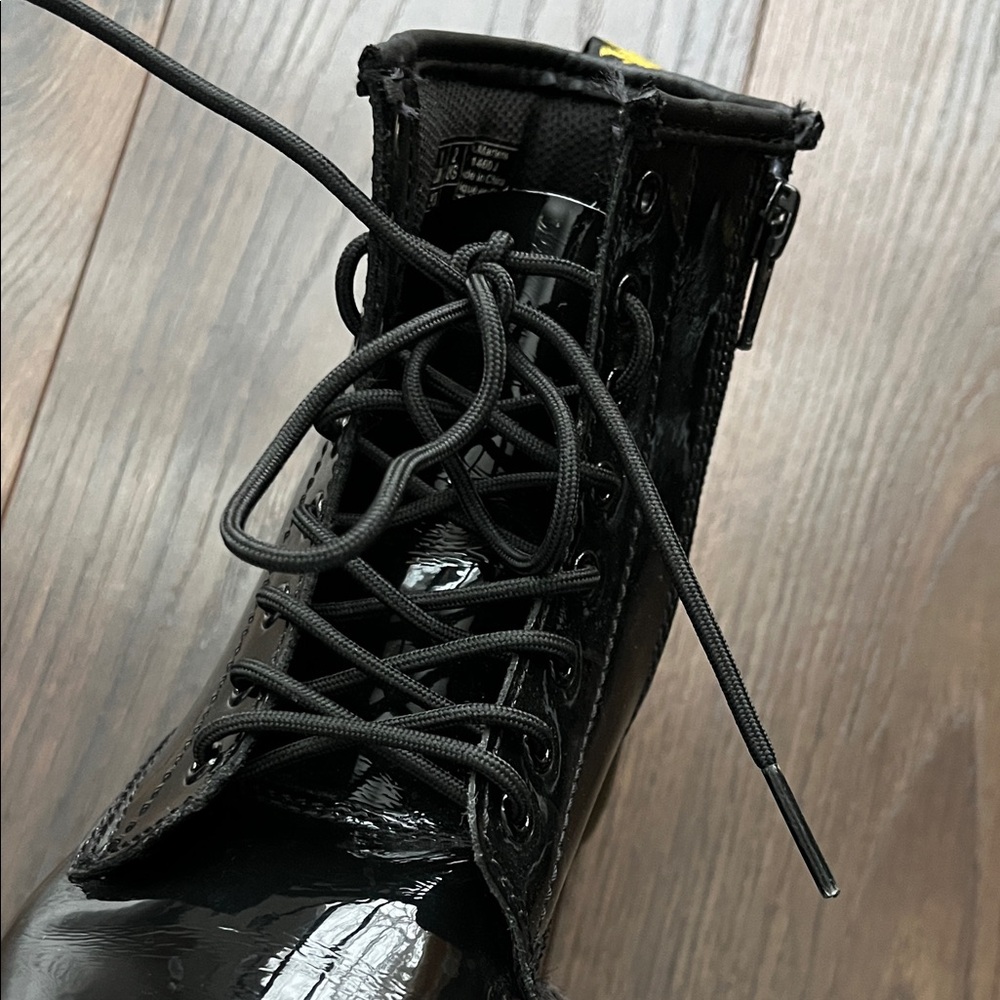 Dr. Martens Shiny Black Lace-Up Boots - Picture 9 of 16